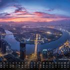 "Ho Chi Minh City, Vietnam 4" vor einer städtischen Skyline bei Sonnenuntergang mit einem geschwungenen Fluss.