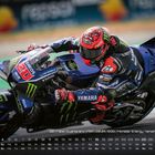Rennfahrer auf blauem Motorrad, Text: Nummer 20, Fabio Quartararo, FRR, 20.04.1999, Monster Energy Yamaha MotoGP.