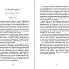 Seitenzahlen 10 und 11. Titel: "Die deutsche Sprache". Zitat: "Geben ist seliger als Bremen". Abschnitt über Meckern und deutsche Begriffe.
