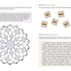 Rose: Begriffe von außen nach innen in weiße Felder eintragen. Mosaikrätsel: Buchstabengruppen zum Spruch. Unikate gesucht: 5 einzigartige Nachnamen.