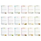 Text: Monatsnamen auf Kalenderblättern. Kalender zeigt zwölf Monate mit verschiedenen dekorativen Motiven.