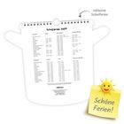 Text: "Schulferien 2027", "inklusive Schulferien", "Schöne Ferien!". Illustration: Kalenderblatt in Form eines Kochtopfs.