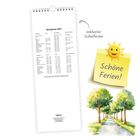 "Schulferien 2027", "inklusive Schulferien", "Schöne Ferien!". Kalender, lächelnde Sonne, Aquarell-Allee.