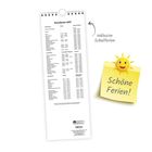 Text: "Schulferien 2027", "inklusive Schulferien", "Schöne Ferien!". Kalender mit Ferienzeiten, gelber Zettel mit lachender Sonne.