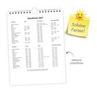 Text: Schulferien 2027, Schöne Ferien!, inklusive Schulferien. Kalender mit Ferienzeiten für Bundesländer. Post-it mit Sonne.