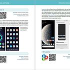 Links steht "Smart Launcher 6", rechts "Lawnchair". Darunter Illustrationen von Benutzeroberflächen mit Apps und QR-Codes.