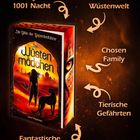 „Fantasy aus 1001 Nacht“, „Wüstenwelt“, „Chosen Family“, „Tierische Gefährten“, „Fantastische Tierwesen“. Buchcover mit Frau und Gepard.