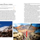 "FERROCARRIL CENTRAL ANDINO" steht oben. Ein Zug fährt durch eine spektakuläre Berglandschaft mit schneebedeckten Gipfeln. 