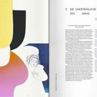 "Die unerträgliche Ambivalenz des Seins: Käthe Schönle." Bunte abstrakte Formen und eine gezeichnete Figur links.