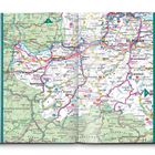Eine farbige Landkarte mit Städtenamen wie Wien, Korneuburg, und Gänserndorf, sowie markierten Straßen und Grenzlinien.