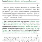 Grün markierte Wörter sind deutsche Übersetzungen zu italienischen Texten über Tommaso und einen Regenschirm.