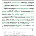 Der Text beschreibt eine Szene mit Beatrice, Gabriella und einem sprechenden Papagei namens Puccini. Nummer 6 unten rechts.