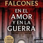 Buchtitel: "En el amor y en la guerra" von Ildefonso Falcones. Hintergrund: Architektur mit roten Tönen.