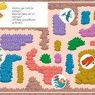 Text: "Hmmm, gar nicht so einfach! Welchen Weg soll ich nehmen? Hilf Rexy, seine Mutter zu finden!"  
Illustration: Labyrinth mit bunten Sträuchern und Dinosauriern.