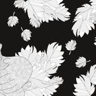 Ich sehe keinen Text. Eine detaillierte, geometrische Illustration eines Gorillas mit einem Baby, umgeben von Blättern.