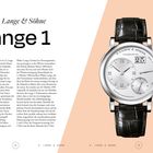 01. A. Lange & Söhne Lange 1. Text über die Geschichte der Marke. Uhr mit Platin-Gehäuse, Handaufzug und Alligatorlederarmband.