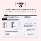 Benefit 3: Am Ende jedes Kapitels gibt es Übungen zur Wiederholung. Eine Tabelle zeigt englische und koreanische Fragewörter.