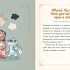 Texte: "When's the last time you wished upon a star?" Illustration: Ein Mädchen mit einem blauen Tier unter Wolken.