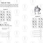 Zwei Rätsel mit Buchstaben und Zahlen. Füge Paare zu vier Buchstaben zusammen. Beispiel: MENU = 6 Punkte.