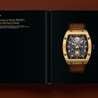 "2000 Richard Mille RM001, Ex-Richard Mille." Eine luxuriöse Uhr mit goldfarbenem Gehäuse und Lederarmband.