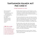 "Tantanmen-Ramen mit Pak Choi," Rezept mit Zutatenliste und Zubereitung. Tipp: Cashewkerne oder Chilis hinzufügen.