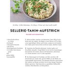 SELLERIE-TAHIN-AUFSTRICH, herzhaft und kräuterfrisch. Zutaten: Sellerie, Rapsöl, Petersilie, Zitrone, Frischkäse, Tahin.