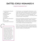 Dattel-Chili-Hummus Rezept: Zutaten und Zubereitungsschritte für einen cremigen, orientalischen Aufstrich mit Gewürzen.