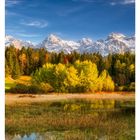 November 47, Woche vom 22. bis 28., mit 28. als 1. Advent. Herbstlandschaft mit Bergen und herbstlichen Bäumen.