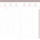 Kalenderwoche 38: Montag bis Sonntag vom 15. bis 21. September, mehrsprachige Tagesüberschriften, Wetter-Symbole.