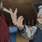 Ich kann keine Texte im Bild erkennen. Zwei Figuren, eine mit Zigarette. Die Szene wirkt entspannt und farbenfroh.