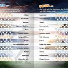 Links: "Entweder", rechts: "Oder". Vergleiche wie Fußball vs. Basketball, Schokolade vs. Gummibärchen. Hintergrund: Stadion.