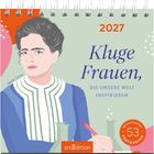 2027, Kluge Frauen, die unsere Welt inspirieren. Illustration von Marie Curie. Kalender mit spiralförmiger Bindung.