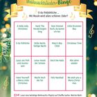 "Weihnachtslieder-Bingo. O du fröhliche ... Mit Musik wird alles schöner. Oder?" Eine Bingo-Karte mit Weihnachtsliedern.