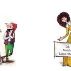 Ich wünsche euch Glück, Gesundheit und frohen Mut, heute und morgen und immerdar! Illustration von vier Figuren.