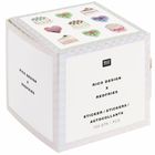 Die Verpackung zeigt „RICO DESIGN X REDFRIES“ und „STICKER / STICKERS / AUTOCOLLANTS, 100 STK/PCS“. Oben sind bunte Aufkleber.