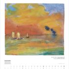"September" steht unten links, Kalender mit September 2027. Aquarell zeigt Segelboote vor buntem Abendhimmel.