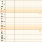 Kalender für September 2027 mit Wochentagen, Kalenderwochen, Notizbereich und Hervorhebung der Sonntage in Orange.