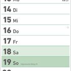 Kalender im Hochformat für September, Tage und Wochenendfarben wechseln. 19. Eidg. Bettag CH, 20. Weltkindertag, 23. Herbstanfang.