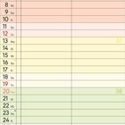 Kalender für September 2027, farbige Wochentage, Notizen unten. Woche beginnt am Mittwoch, Samstage und Sonntage rot markiert.