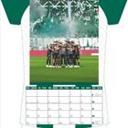 Monatsübersicht Oktober, Kalender im Trikotdesign, zeigt Fußballspieler im Kreis auf dem Spielfeld.