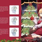 Schritt 4, 5, 6: Anleitung zur Illustration von Chibis neben einer Szene mit einem Mädchen vor einem geschmückten Baum.