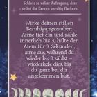 Ein Text mit einem Beruhigungszauber steht in einem dekorativen Rahmen, darunter sind Mondphasen abgebildet.