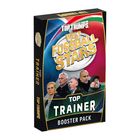 "WELT FUSSBALL STARS" und "TOP TRAINER BOOSTER PACK" im Vordergrund. Fotos von fünf Fußballtrainern darunter.