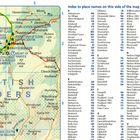 Index zu Ortsnamen auf dieser Kartenhälfte: Abbeytown N8, Ae Village M5, Afton Bridgend A6. Links: Hawick, Scottish Borders. Straßen, Flüsse.