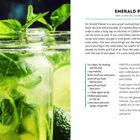 "EMERALD PALMER" und Rezeptdetails. Ein Glas mit grünem Getränk, Zitronenscheiben und frischer Minze.