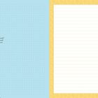 Text: „And will you succeed? Yes! You will, indeed! (98 and 3/4 percent guaranteed.)“

Links eine Illustration eines Kindes auf einem bunten Hügel. Rechts ein liniertes Blatt mit gelbem Rand.