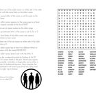 Texte: Anweisungen zur Namensfindung, Wörterrätsel mit "E" und "G" Namen, Referenz auf Seite 253. Illustration von drei Personen.