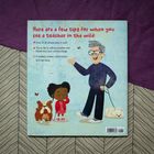 „Here are a few tips for when you see a teacher in the wild:“ Illustration eines Mädchens mit Hund und Mann mit Brille, zwei Hunden.