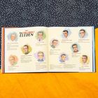 Texte über "Meet The Gallaudet Eleven" und Kurzbiografien. Illustrationen von elf Personen, bunte Hintergründe, Sterne.