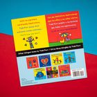 Ein gelbes und rotes Design mit Texten in Englisch und Spanisch über kindgerechte Illustrationen von Todd Parr.